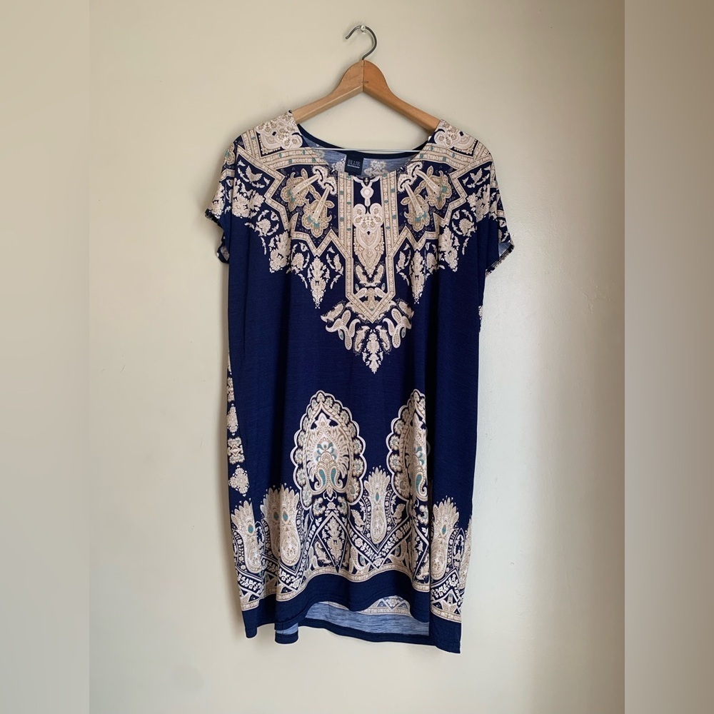 BLUE Saks Fifth Avenue Colorful Sleeveless Ikat Print Blouse